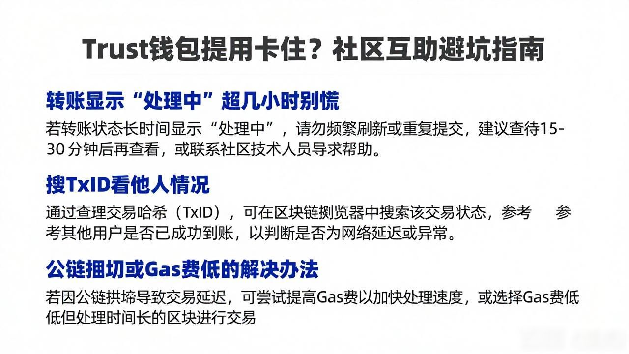 Trust钱包提币卡住？社区互助避坑指南
